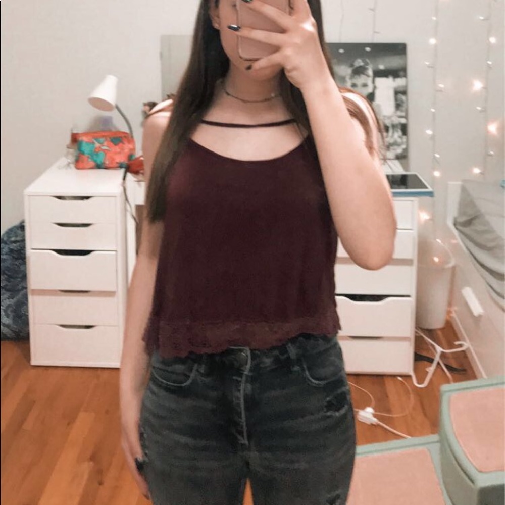 forever 21 bergundy cropped tank